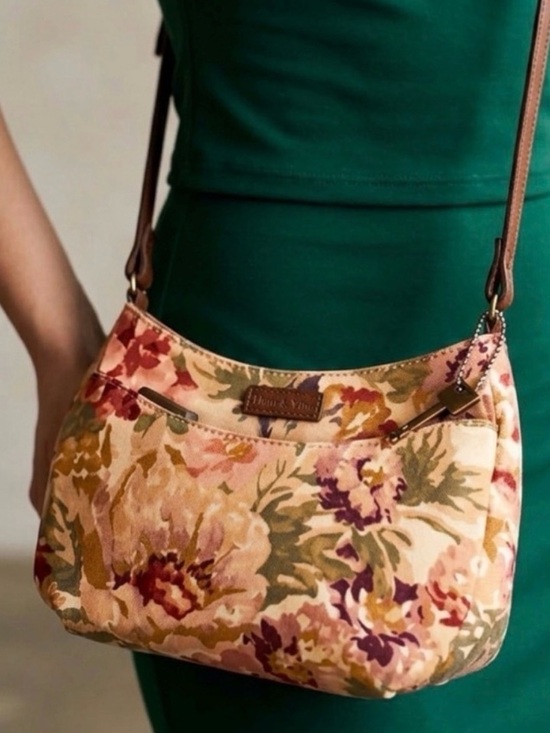 Fossil Handbags - Fossil Canvas Leather Trim Crossbody Bag